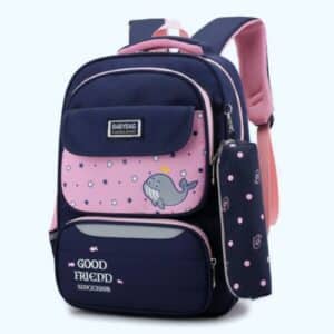 Cartable d’école primaire ergonomique à motif baleine