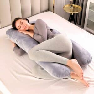 Oreiller de grossesse gris en forme de U