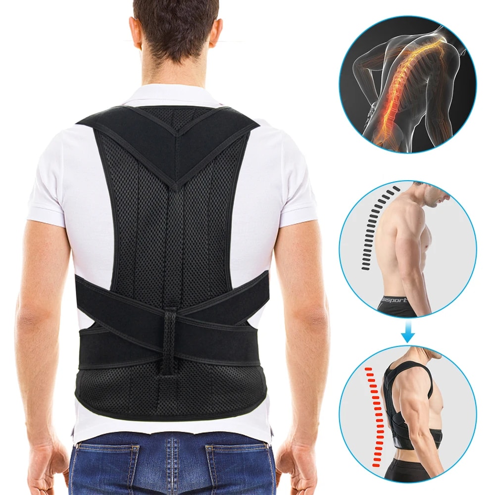 Correcteur de Posture Noir Confortable et Respirant